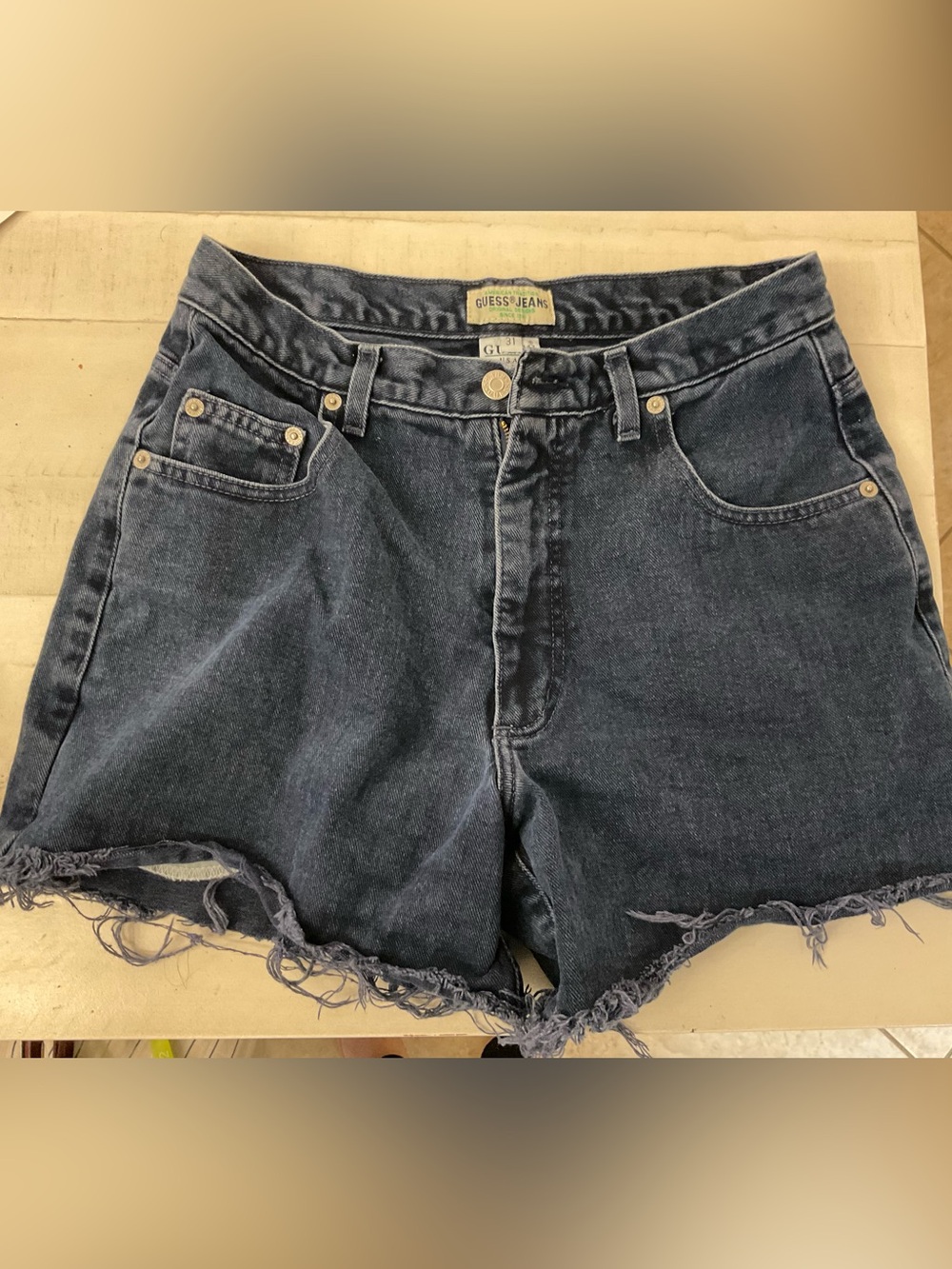 Guess Navy Blue Denim Jeans with Branded Waist Label vintage